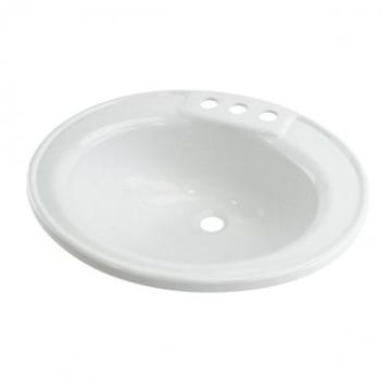Lippert Components 17" x 20" White Drop-in ABS Oval Lavatory Sink