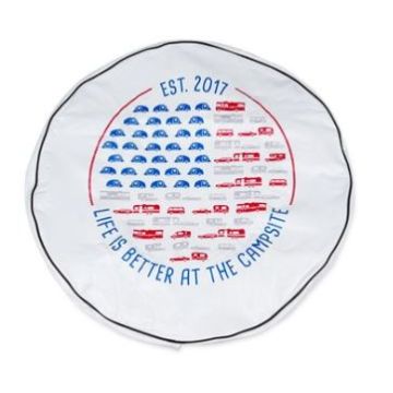 Camco Life is Better at the Campsite RV 29" Spare Tire Cover- White Vinyl, Patriotic RVs