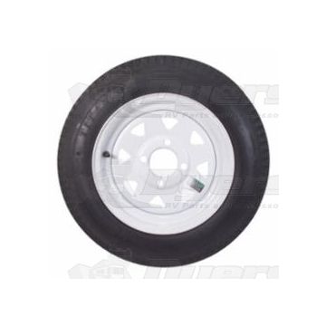 Americana Load Star ST 205/75R-15 LRC Tire & 5 Hole White 5 x 5.0 Inch Bolt Pattern Wheel Assembly