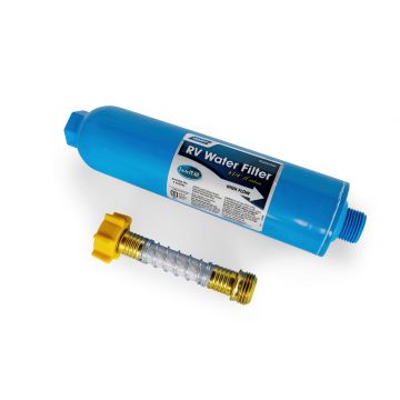 Camco TastePURE Standard RV & Marine Water Filter w/ Flexible Hose Protector