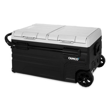 Camco CAM-750 Portable Refrigerator, AC 110V / DC 12V Compact Fridge / Freezer with Dual Zone Cooling, 75-Liter