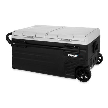 Camco CAM-950 Portable Refrigerator, AC 110V / DC 12V Compact Fridge / Freezer with Dual Zone Cooling, 95-Liter
