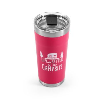 CAMCO Life is Better at the Campsite Coral Pink 20 oz Tumbler