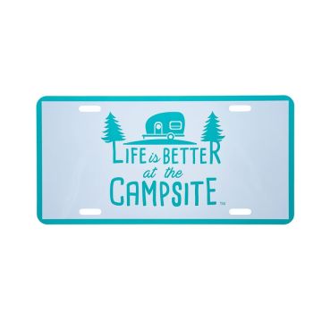 Camco Life is Better at the Campsite, Teal Logo License Plate