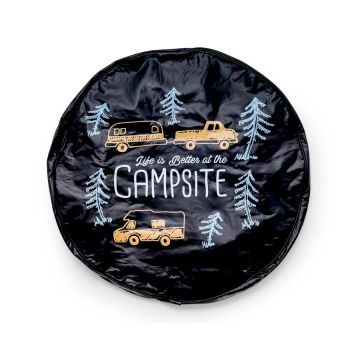 Camco Life is Better at the Campsite Black Vinyl 27" RV Camper Design Spare Tire Cover