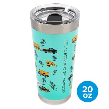 Camco Life is Better at the Campsite 20 Oz Teal Printed Tumbler