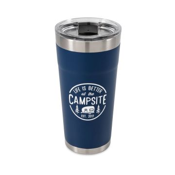 Camco Life is Better at the Campsite Navy Stainless Steel, 20 Oz Tumbler