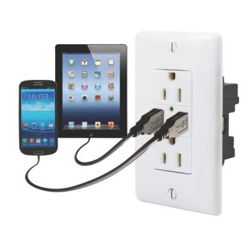 Valterra White Dual USB Dual AC Charger Oulet
