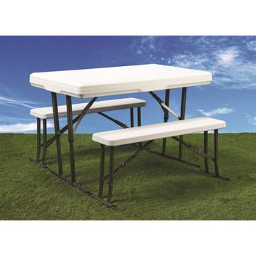 Faulkner Folding White Picnic Table and Nesting Benches