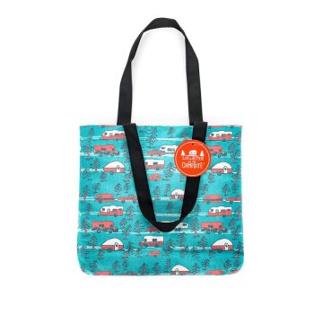 CAMCO Life is Better at the Campsite RV Sketch Design Teal Tote Bag