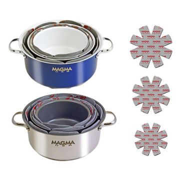 MAGMA Professional Series Gourmet Nesting 10-Piece Stainless Steel  Induction Cookware Set with Ceramica® Non-Stick