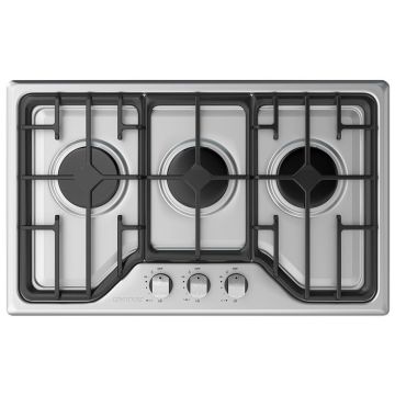 Contoure Deluxe Stainless Steel 3-Burner Built-in Electronic Ignition Gas Cooktop
