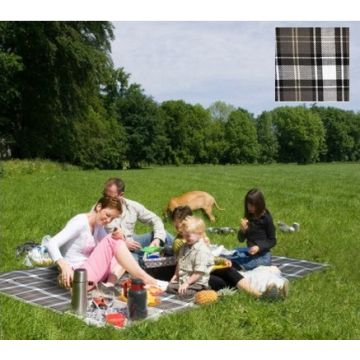 Carefree Brown Gray Plaid Fold Up Picnic Blanket