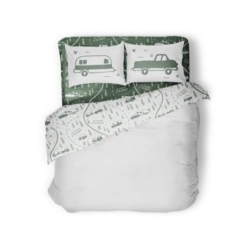 Camco Life is Better at the Campsite Green Map RV 4 Piece Sheet Set - RV Short Queen 53476 Displayed