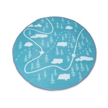 Camco Life is Better at the Campsite 6-Foot Round Outdoor Mat -RV Map Design