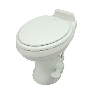 Dometic Low Profile ReVolution 321 White Elongated Deep Ceramic Foot Flush Toilet