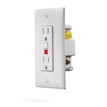 RV Designer White GFCI Dual Outlet With Cover-Plate