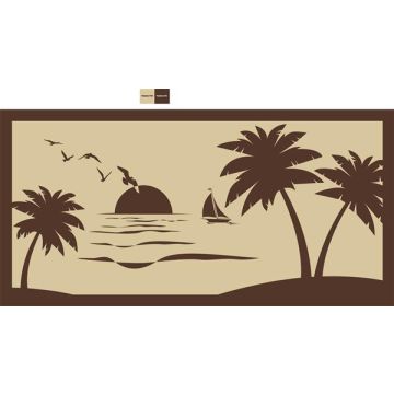 Faulkner 9' x 18' Beach And Palm Tree Design Patio Mat