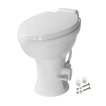 Lippert Components White Flow Max Permanent Mounted Elongated Toilet
