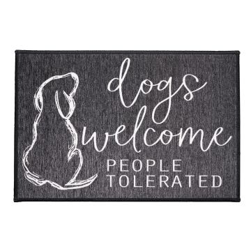 Dogs Are Welcome Outdoor Grey Mat by Crystal Art