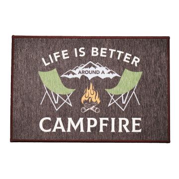 Life is Better Around A Campfire Brown Outdoor Mat by Crystal Gallery