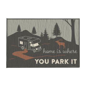 Home is Where You Park It Outdoor Sage Colored Mat by Crystal Gallery Art