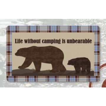 "Life Without Camping Is Unbearable" Kitchen Mat