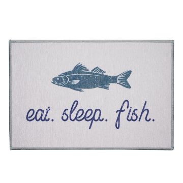 Eat, Sleep, Fish, Door Mat by Crystal Gallery