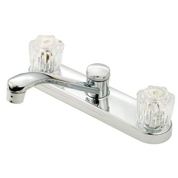 American Brass Company Chrome Long Neck Crystal Knob Kitchen Faucet