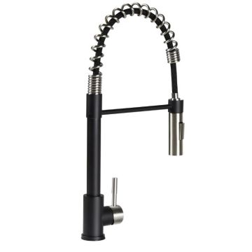 Lippert Flow Max Black/Stainless Steel Coiled Pull-Down Kitchen Faucet
