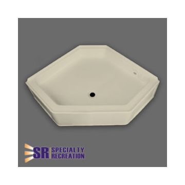 Specialty Recreation 36" x 36" Parchment Neo Angle Front Center Drain Shower Pan