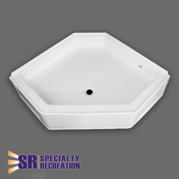 Specialty Recreation 34" x 34"  White Neo Angle Front Center Drain Shower Pan