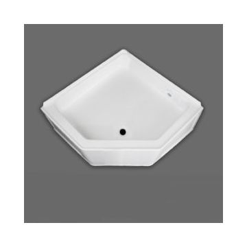 Specialty Recreation 27" x 27" Neo Angle White Front Center Drain Shower Pan