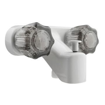 DURA White RV Tub & Shower Smoked Knobs Diverter Faucet
