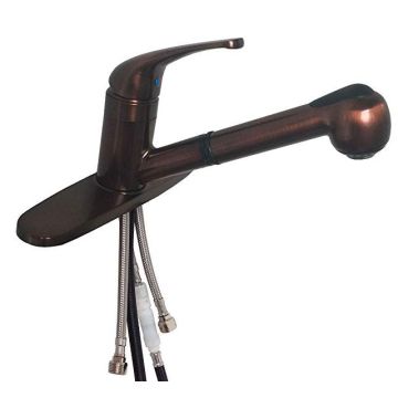 American Brass Company Oil Rubbed Bronze Single Lever Pull-Out Kitchen Faucet with Deck Plate