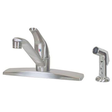 American Brass Company Brushed Nickel Single Handle D-Spout Kitchen Faucet with Spray Kit