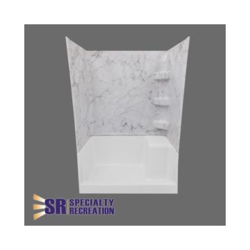 Specialty Recreation 24" x 32" x 66" Great Smokey Mountain Marble Pattern Bath/Shower Surround - Grey & White