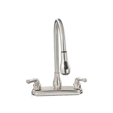 Empire Brass Company Brushed Nickel Teapot Handle Pull-Out Gooseneck Kitchen Faucet