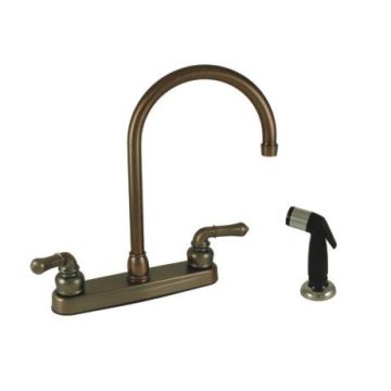 Empire Brass Company Oil Rubbed Bronze Teapot Handle Gooseneck Kitchen Faucet with Spray Kit