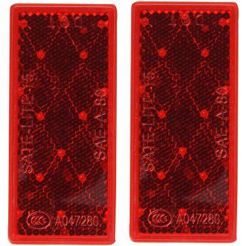 Peterson Mfg Red Rectangular Stick-On Reflector-2 pack