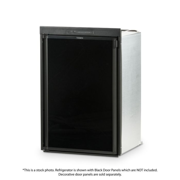 Dometic RM2354LB1F RV Gas Absorption Refrigerator, front view with black door panel (not included), door closed. 