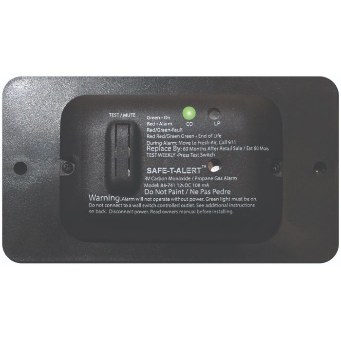 MTI Industry Safe-T-Alert Black Universal Slim Line Dual CO/Propane Alarm