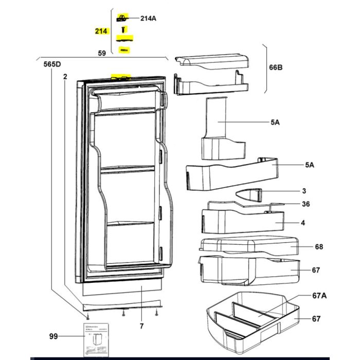 Dometic absorption fridge door lock RM6390L, RM6391L, RM6401LG