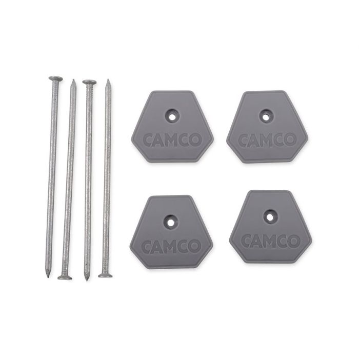 Camco RV Awning Gray Low Profile Mat Anchors W/ 7" Hold-Down Nails, Set of 4 