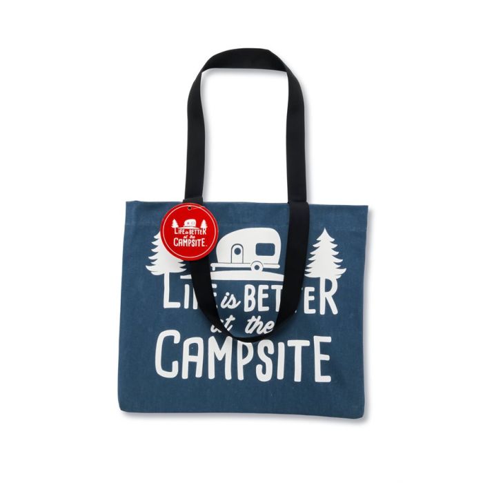 CAMCO Life is Better at the Campsite Blue & White Tote Bag
