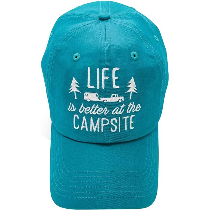 Camco Life Is Better At The Campsite Teal Hat/Cap