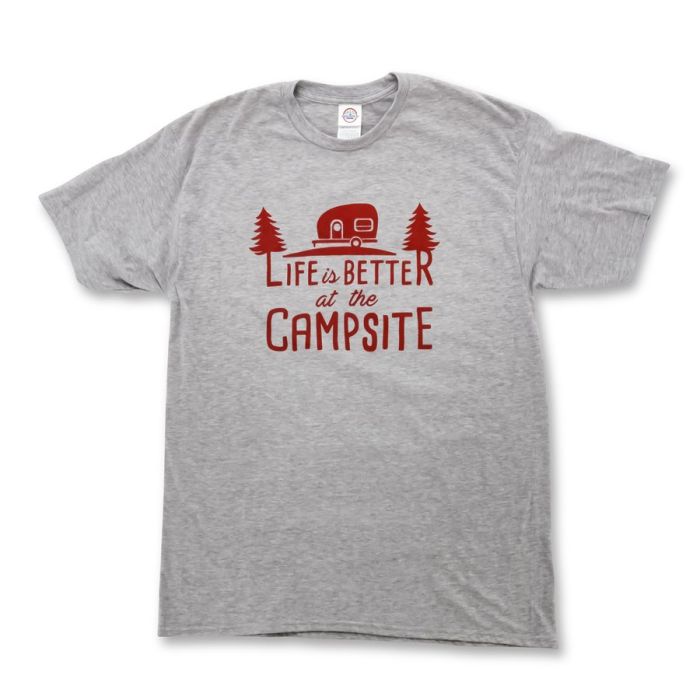 CAMCO Life is Better at the Campsite Gray & Burgundy Shirt - Medium