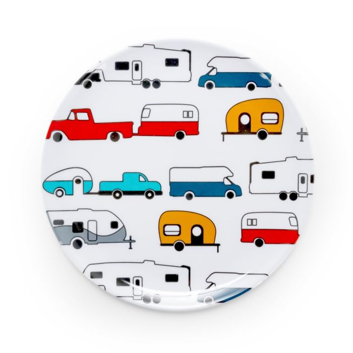 Camco Life Is Better At The Campsite Multi Colored RV Pattern White Salad Plate