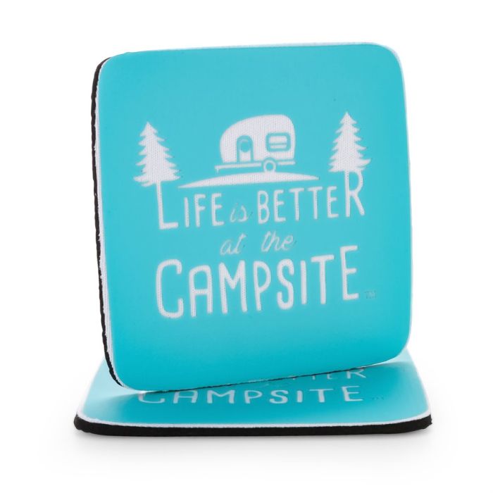 Camco Life is Better at the Campsite Retro Tear-Drop Logo Neoprene Coaster 2PK