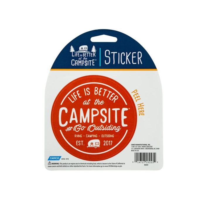Camco Life is Better at the Campsite # Go Out-Siding Logo Decal Sticker